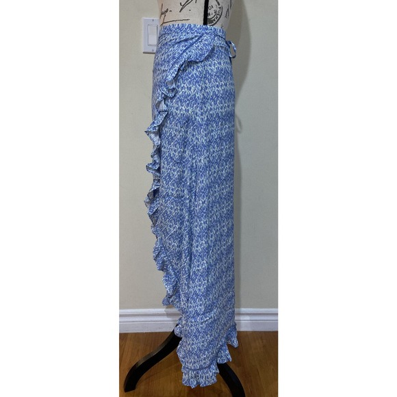Paloma Blue Silk Blend Wrap Skirt Size Small - Picture 3 of 7